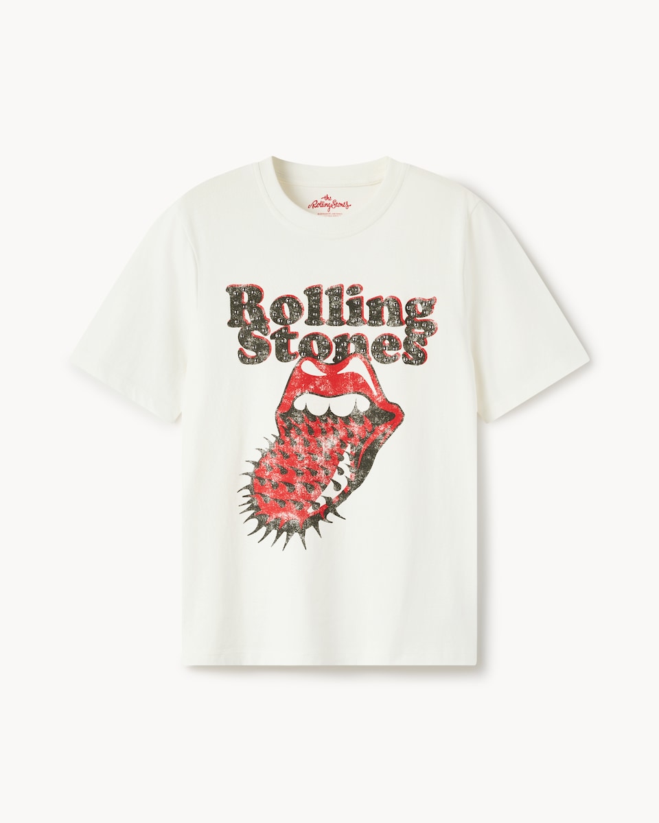 image 1 of Rolling Stones Pure Cotton T-Shirt in Cream