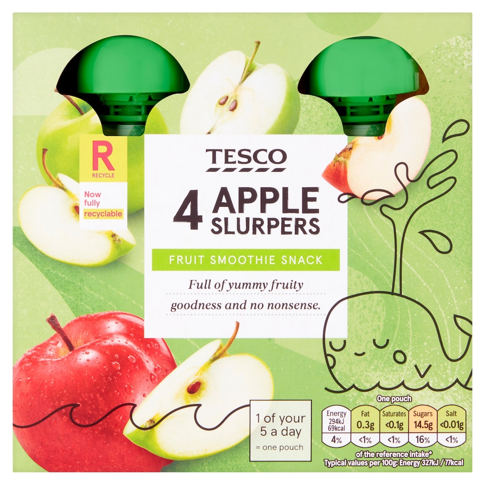 Tesco Apple Fruit Slurpers 4 x 90g