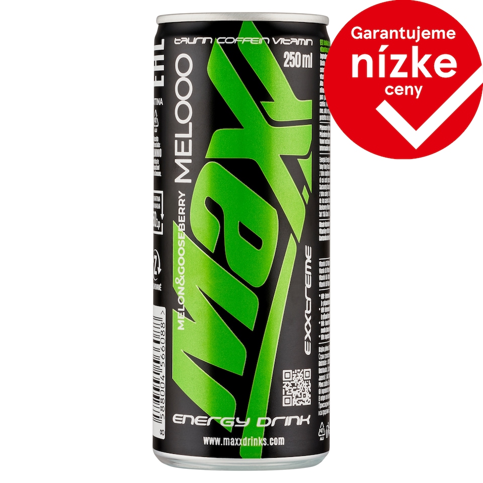 obrázok 1 z Maxx Exxtreme Melooo sýtený energetický nápoj s príchuťou melónu a egreša 250 ml