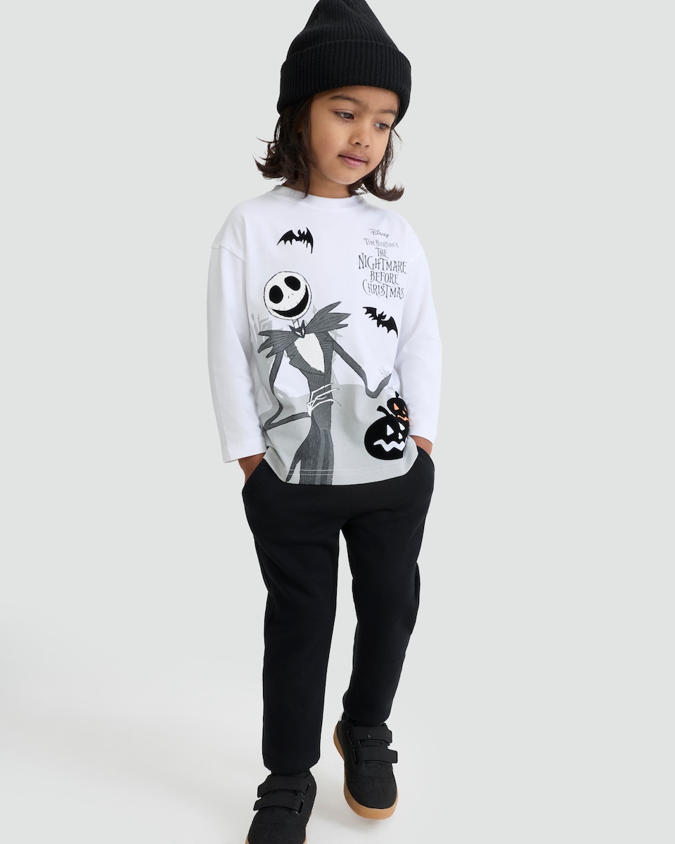 image 1 of Disney The Nightmare Before Christmas Print Pure Cotton Top in White