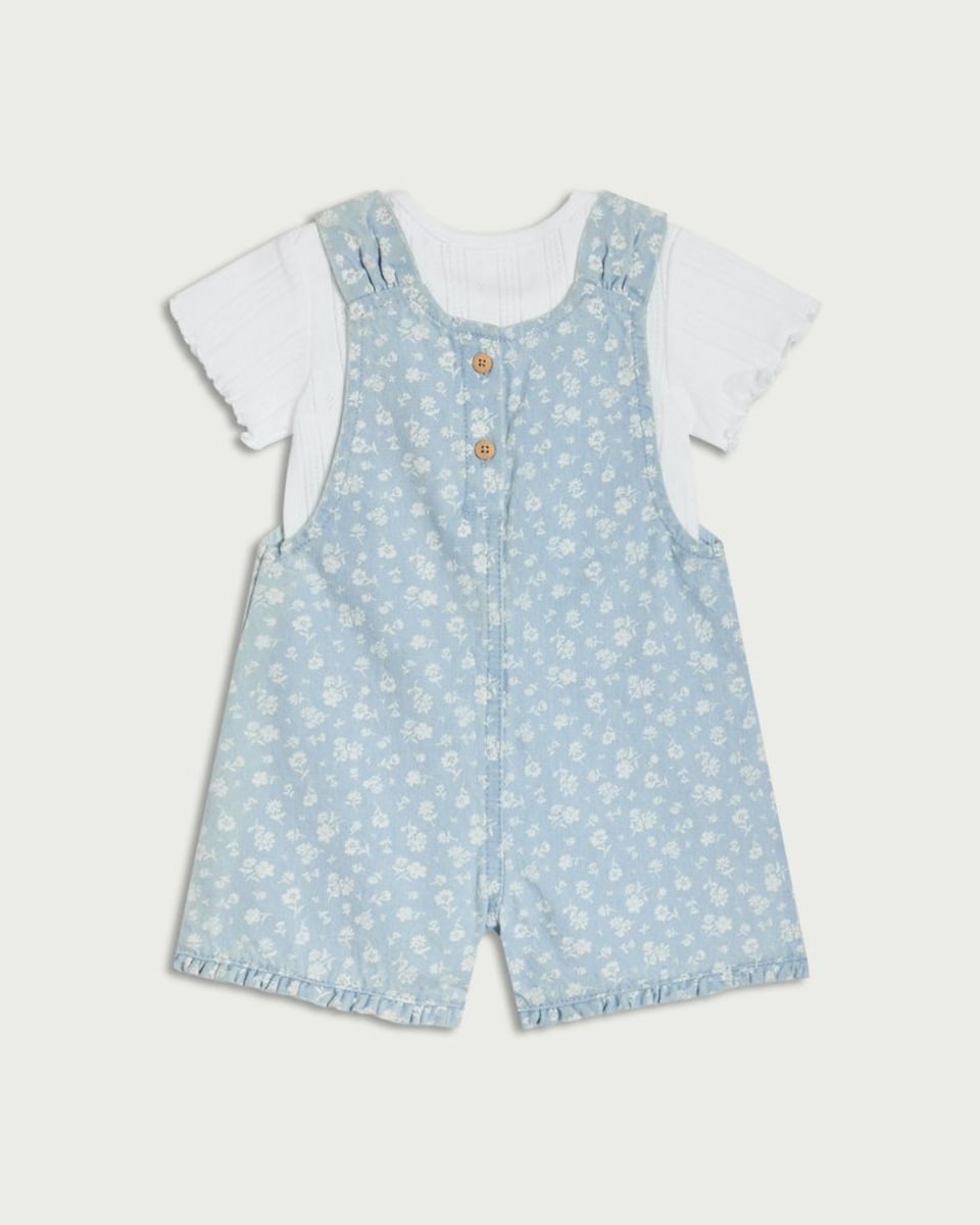 image 1 of F&F Baby 2-Piece Pure Cotton Floral Set in Blue