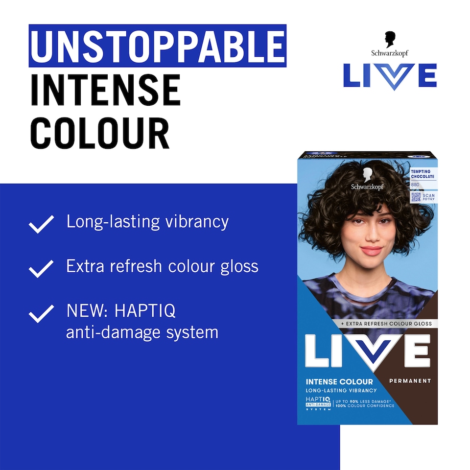 image 1 of Schwarzkopf LIVE Intense Colour 880 Tempting Chocolate Permanent Hair Dye