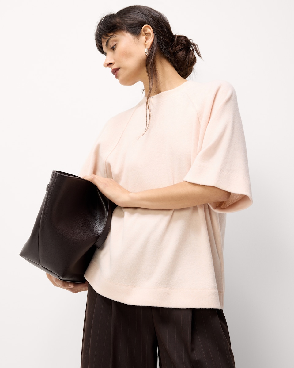 image 1 of F&F Textured Short Sleeved Top in Light Nude