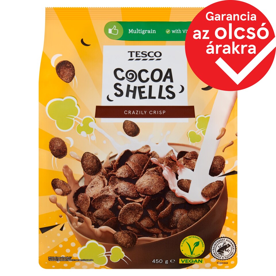 Tesco Cocoa Shells kakaós gabonapehely hozzáadott vitaminokkal, kalciummal és vassal 450 g