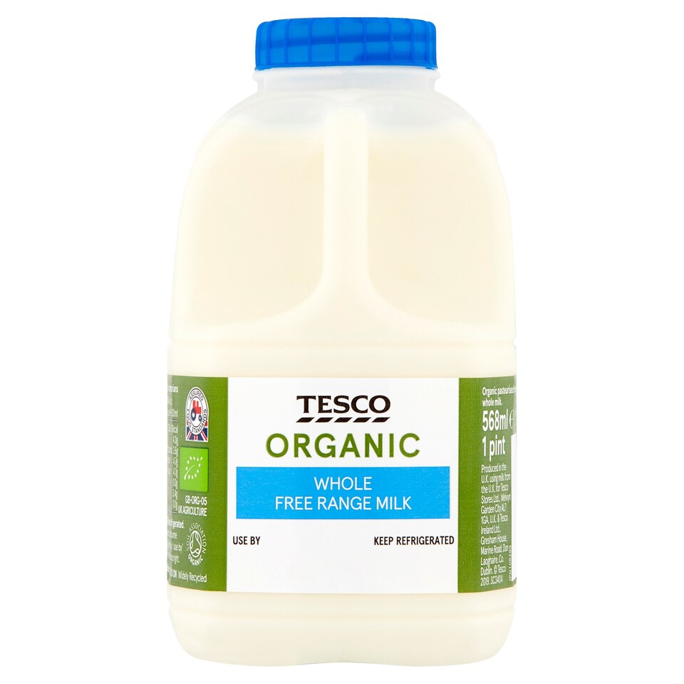 Tesco Organic Whole Milk 568Ml/1 Pint Tesco Groceries