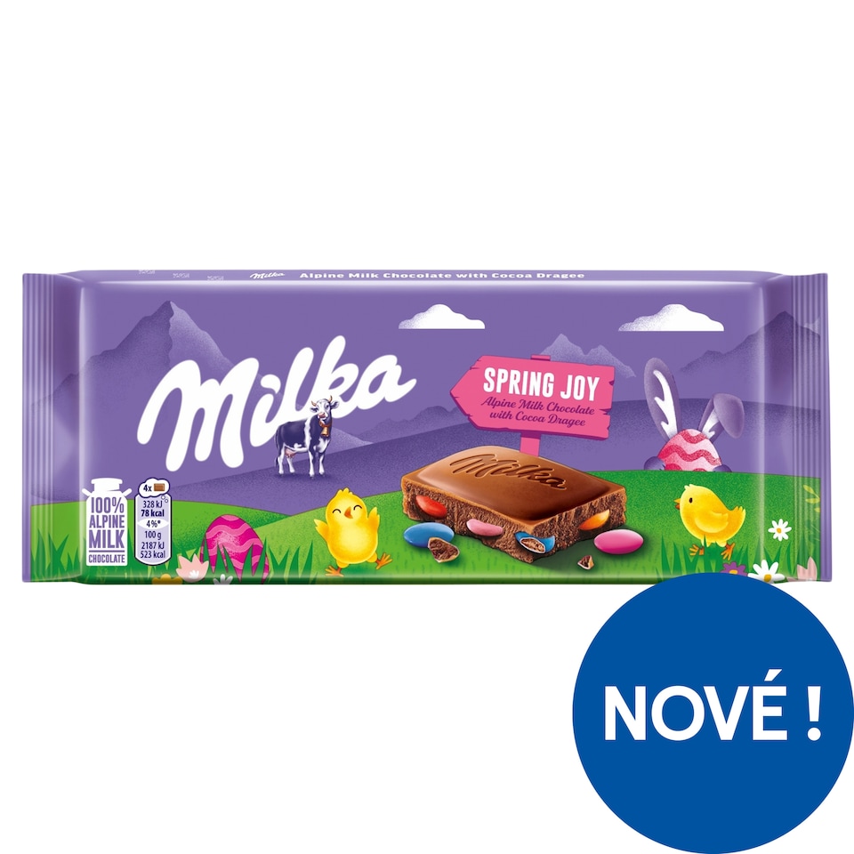 Milka čokoláda z alpského mléka s kakaovým dražé 92g