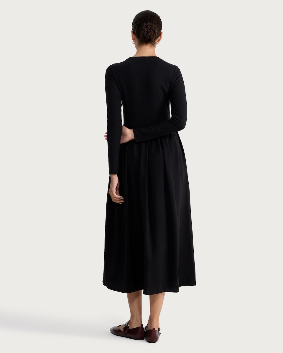 image 1 of F&F Long Sleeved Midi Dress in Black
