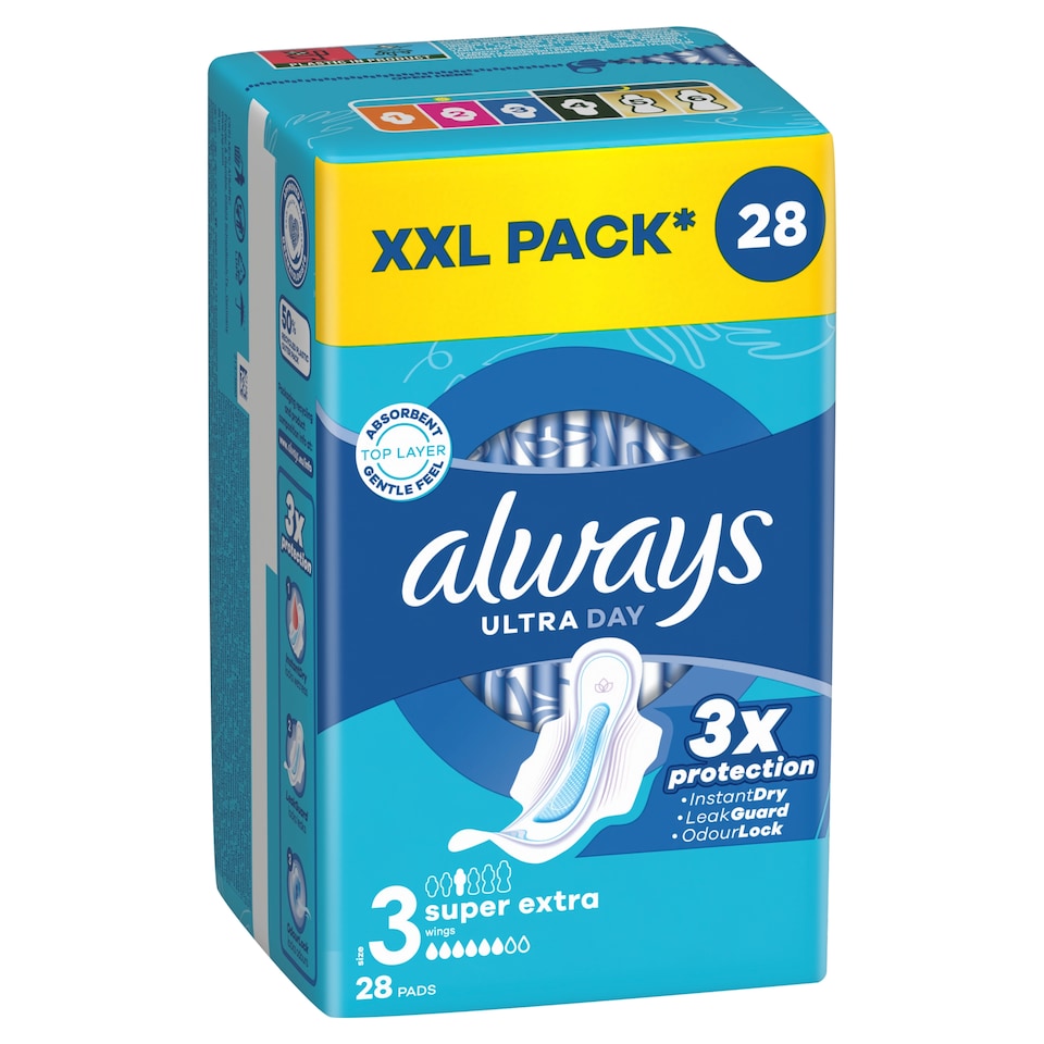 image 1 of Always Ultra Sanitary Towels Super Extra (Size 3) Wings x 28 Pads