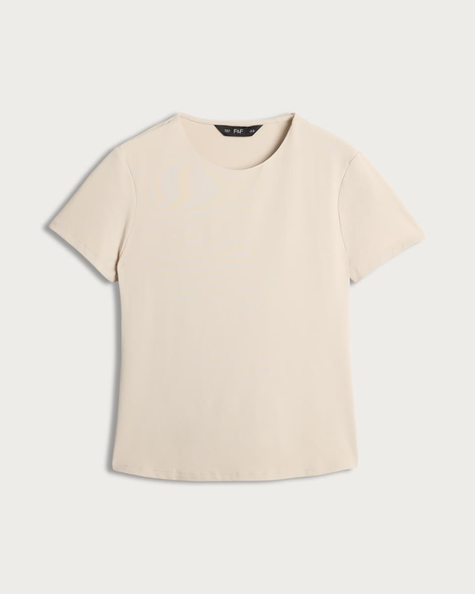 image 1 of F&F Polyamide Crew Neck Short Sleeved T-Shirt in Sand