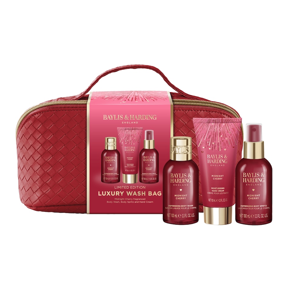 image 1 of Baylis & Harding Midnight Cherry Luxury Wash Bag Gift Set