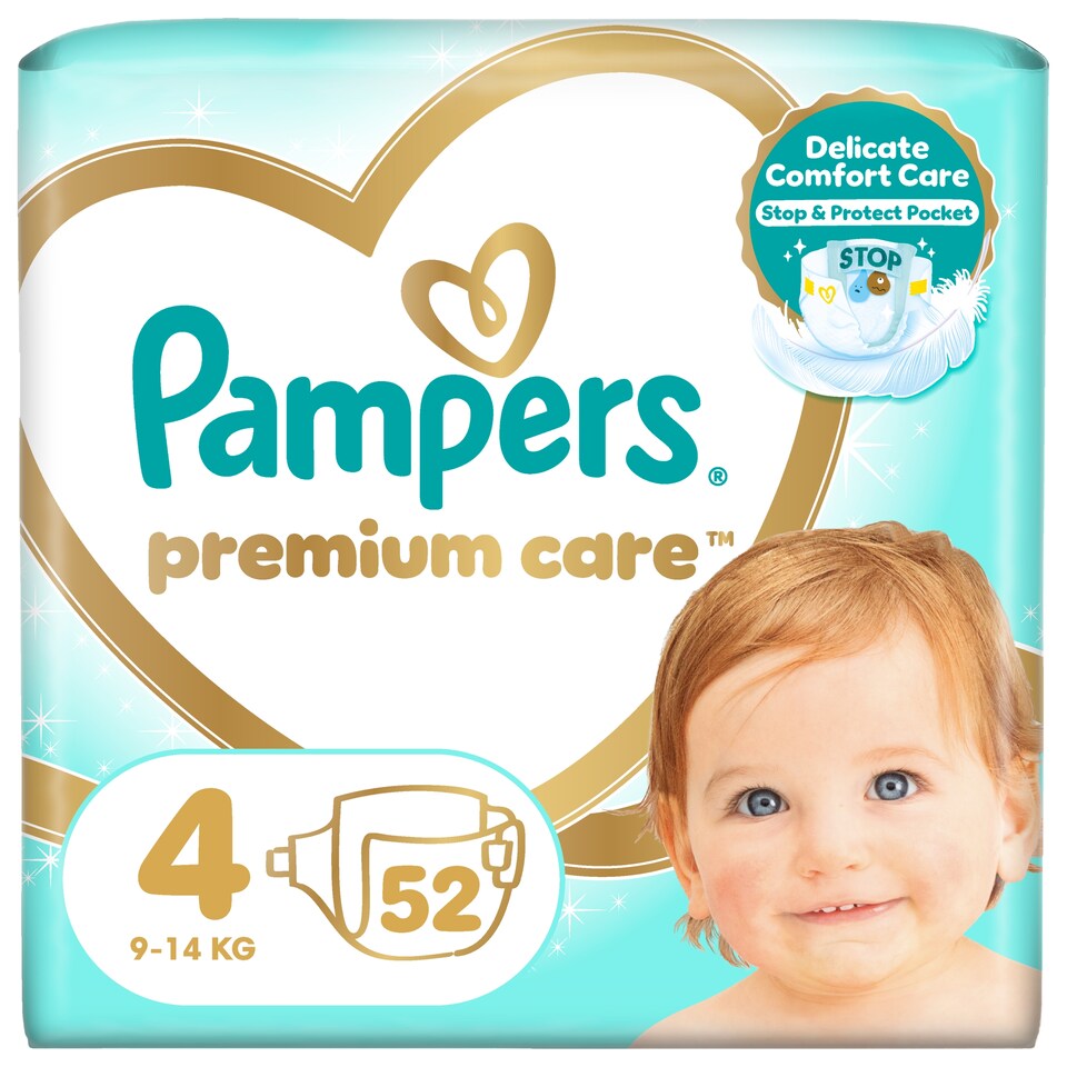 Pampers Premium Care, Méret: 4, 52 Pelenka, 9kg-14kg 1. kép