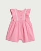 image 2 of F&F Baby Pure Cotton Gingham Floral Trim Romper in Pink