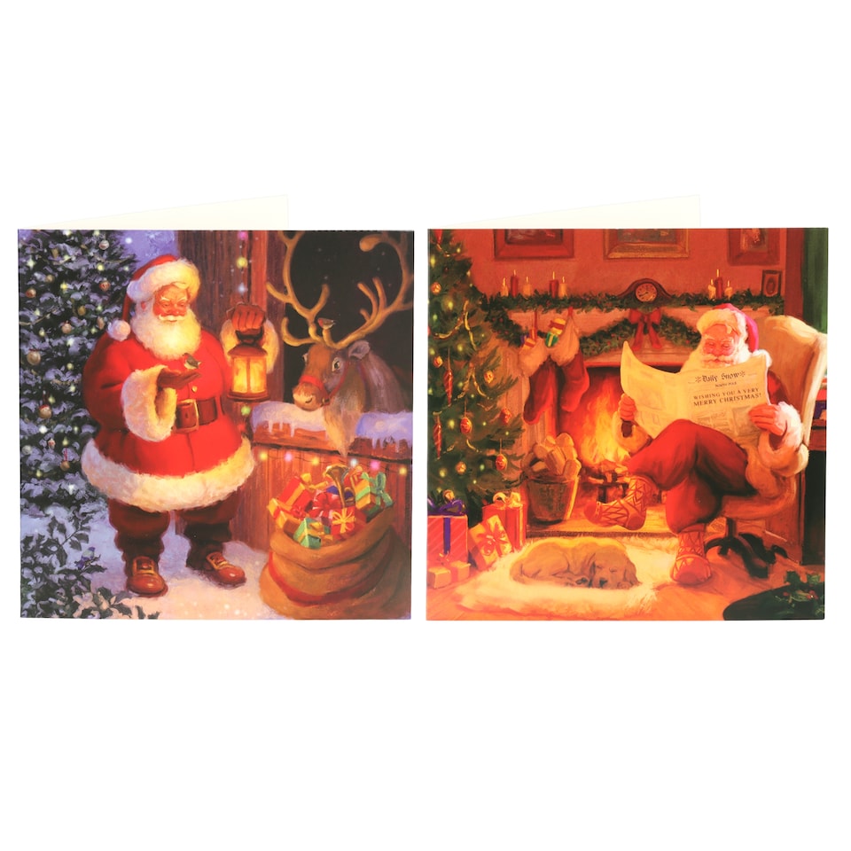 Tesco Trad Santa Christmas Cards 10 Pack