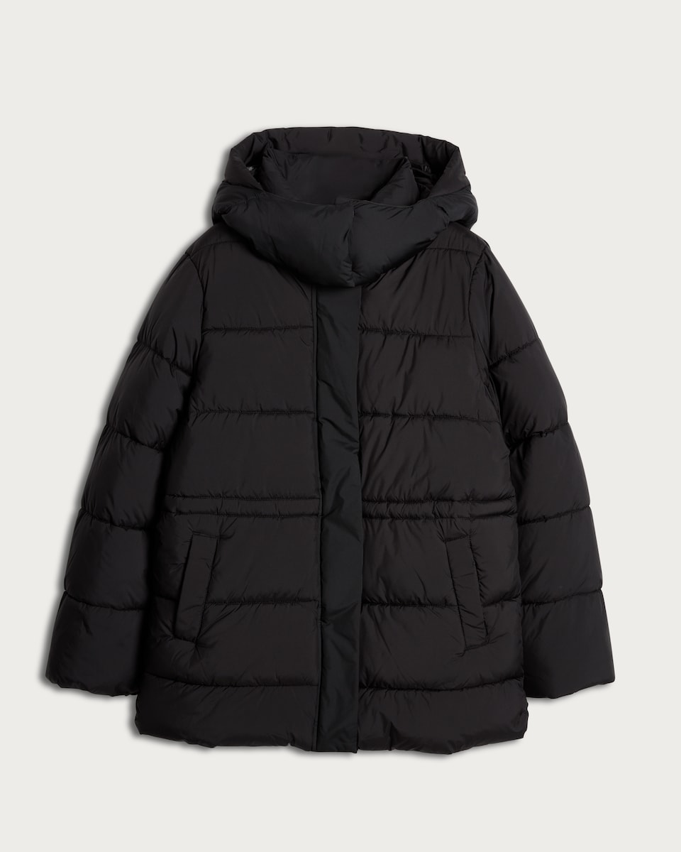 image 1 of F&F Hooded Shower Resistant Puffer Jacket in Black