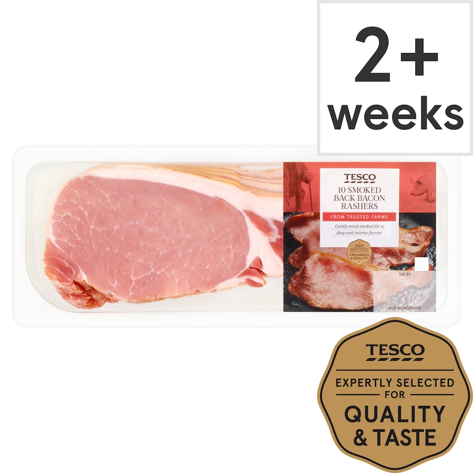 Tesco Smoked Back Bacon Rashers 300G Tesco Groceries