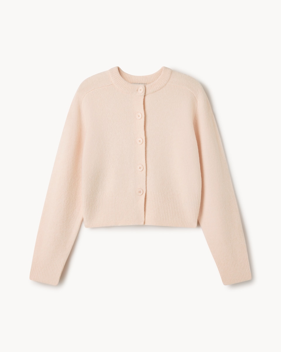 F&F Crew Neck Cardigan with Wool in Pink