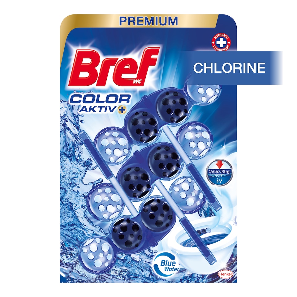 image 1 of Bref Color Aktiv Chlorine tuhý WC blok 3 x 50g