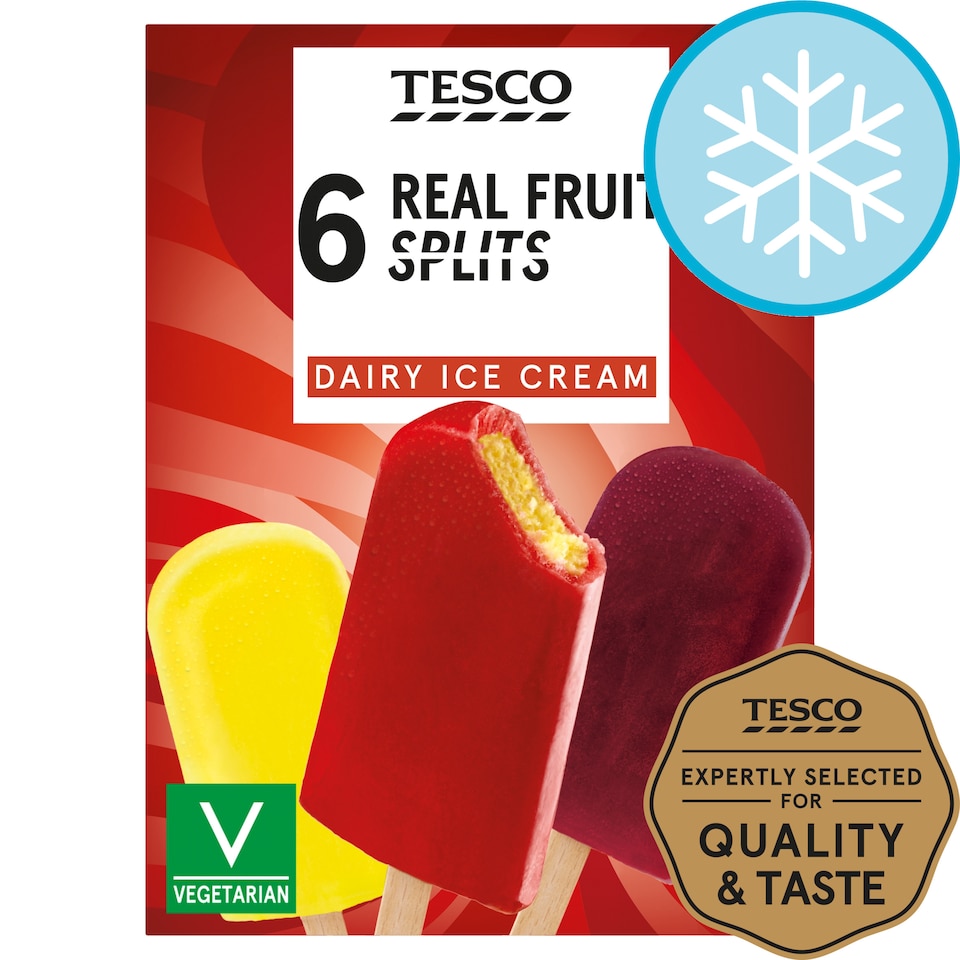 Tesco Real Fruit Splits 6 X 73Ml