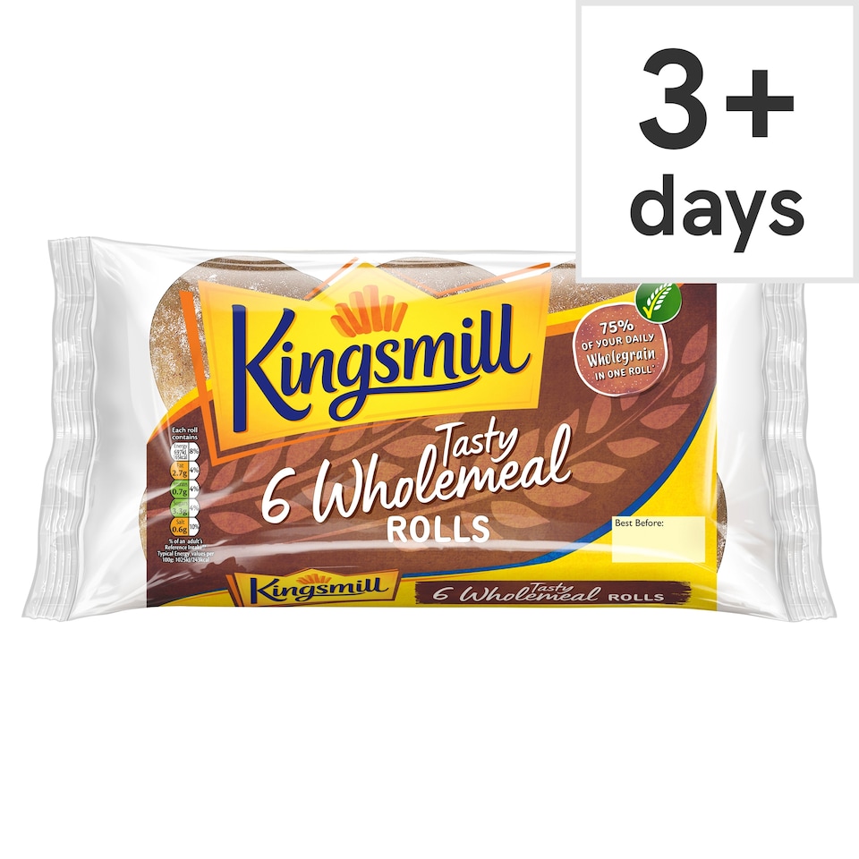 image 1 of Kingsmill Tasty Wholemeal Rolls 6 Pack