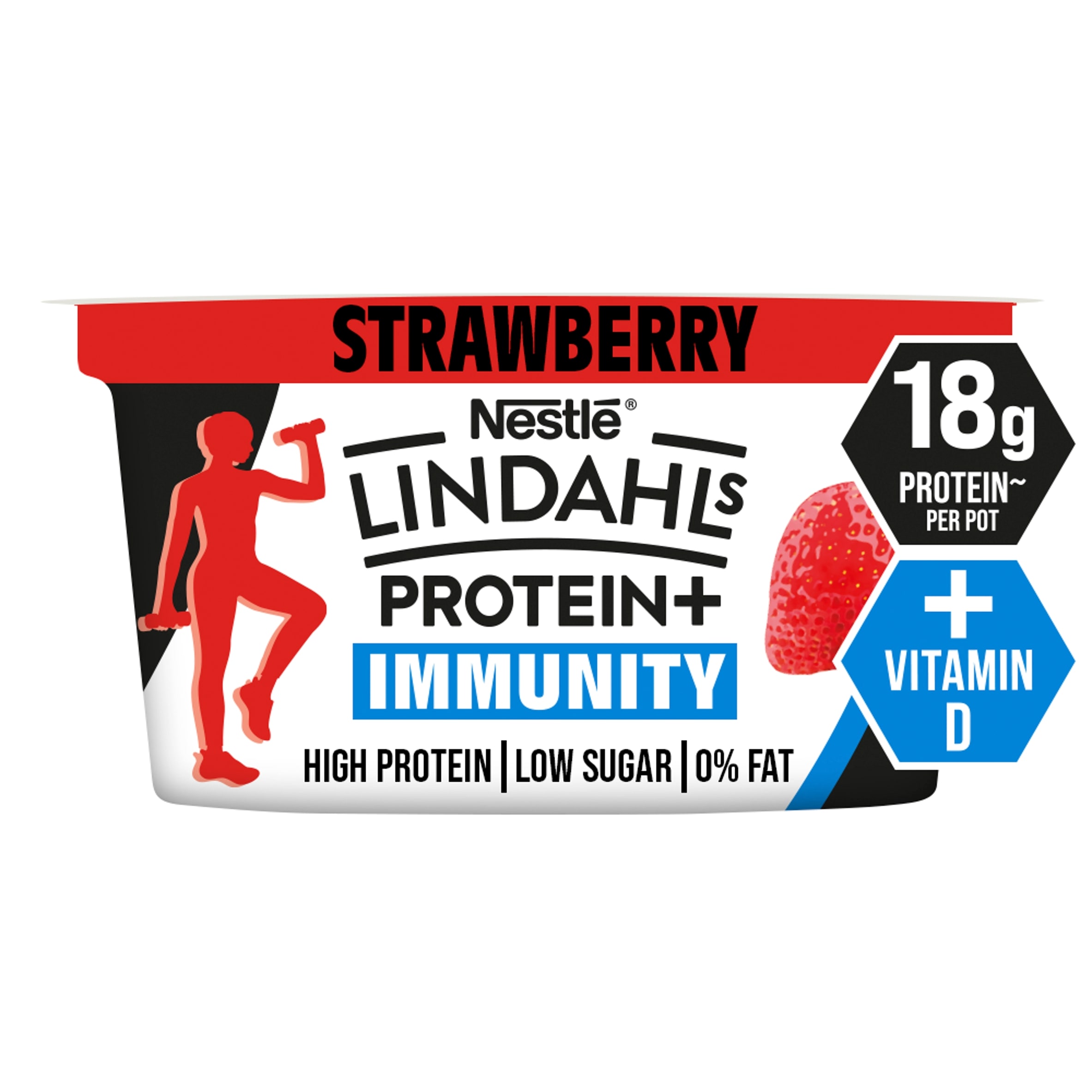Lindahls Protein+ Immunity Strawberry Flavour fat free quark 150g