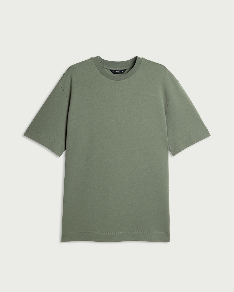 image 1 of F&F Pure Cotton Relaxed Fit T-Shirt in Khaki