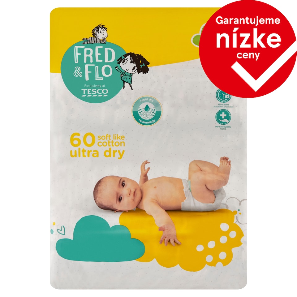 image 1 of Fred & Flo Ultra Dry Nappies Mini 2 3-6 kg 60 pcs