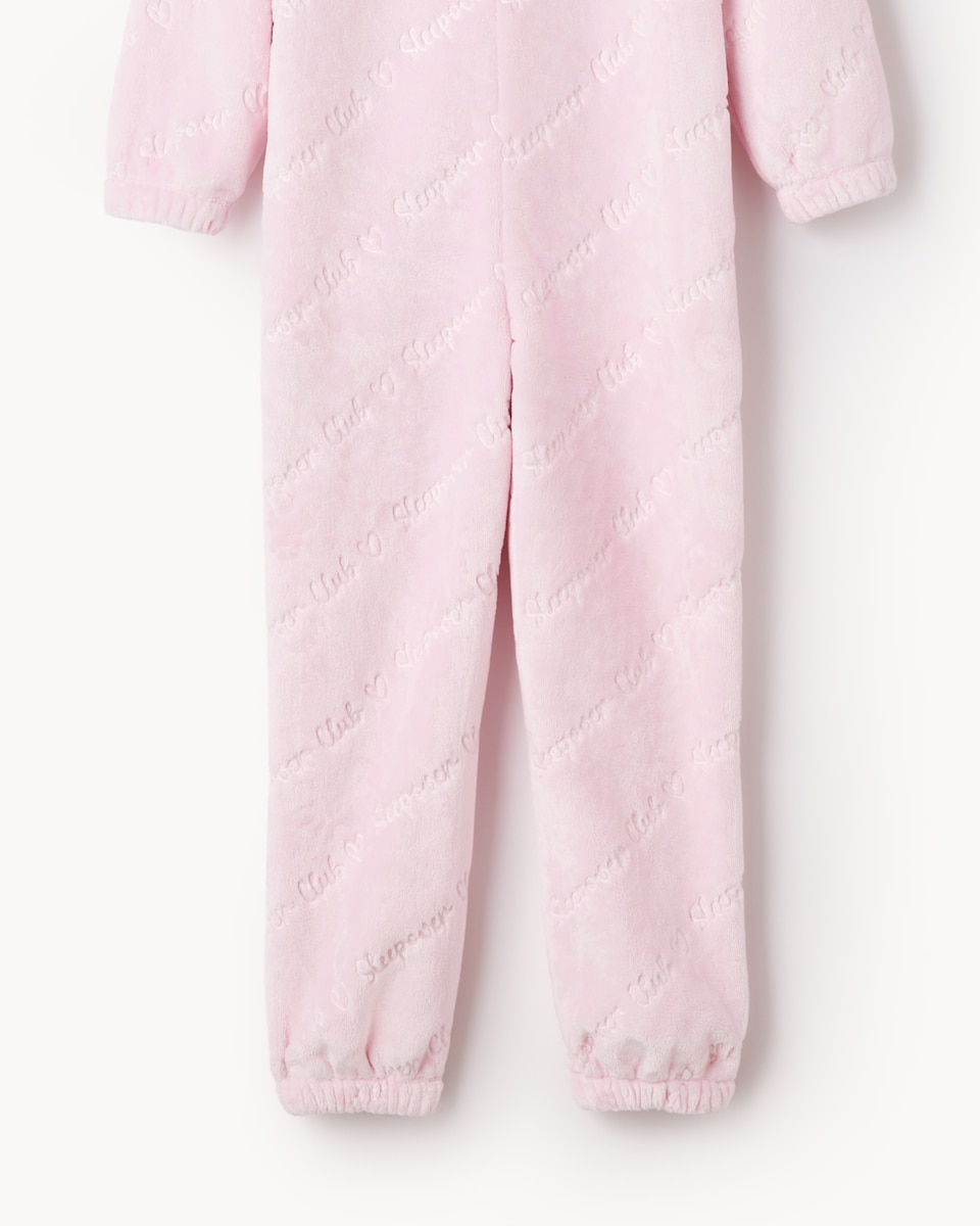 image 1 of F&F Girls Fleece Sleepover Club Onesie in Pink