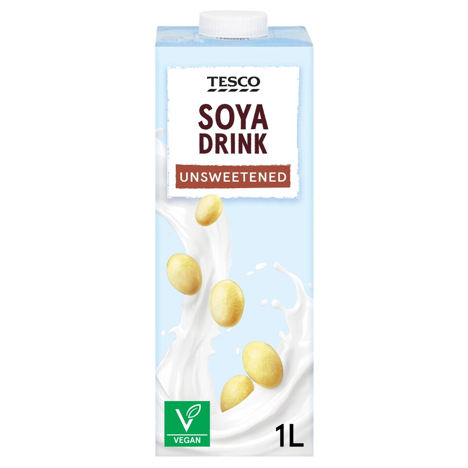 Tesco Soya Drink Unsweetened 1Ltr