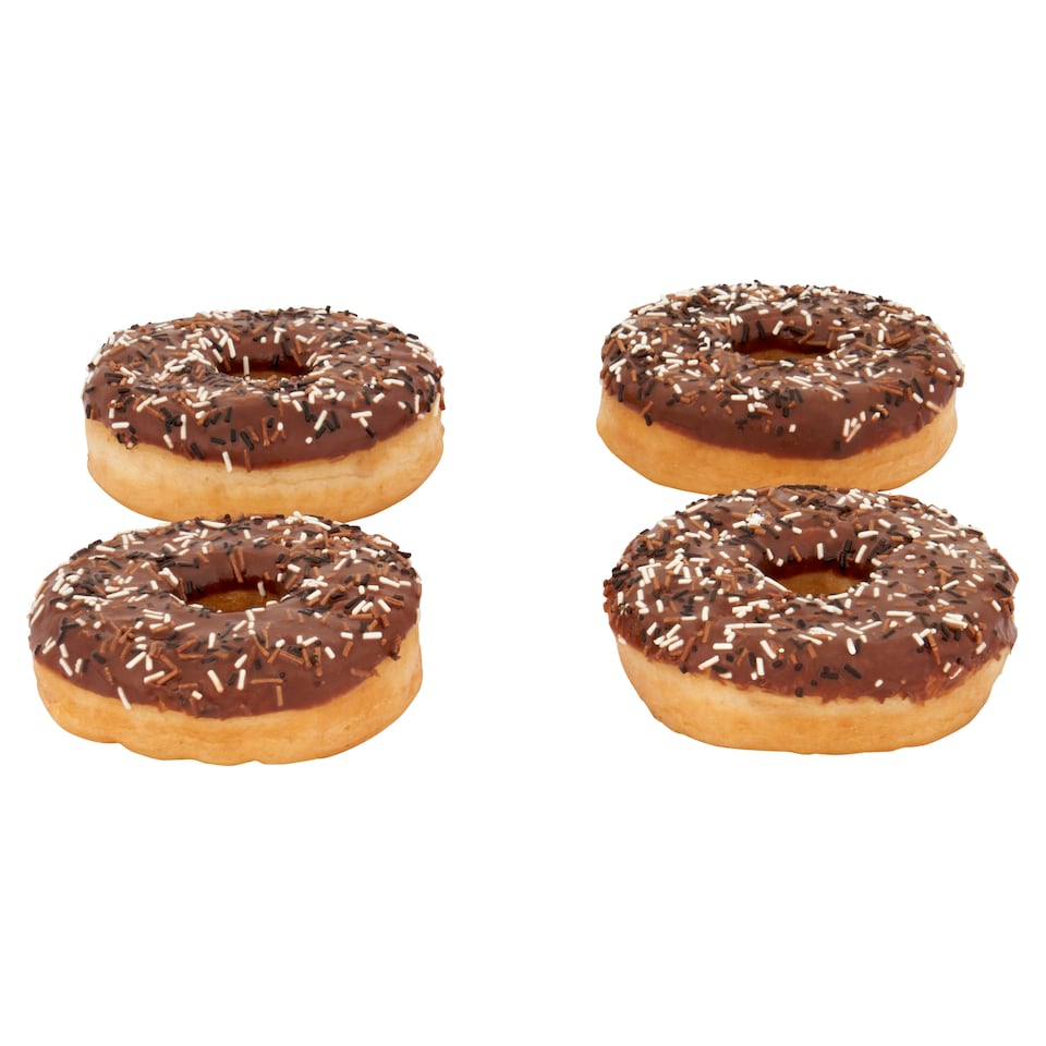 image 1 of Tesco Chocolate Iced Ring Doughnuts 4 Pack