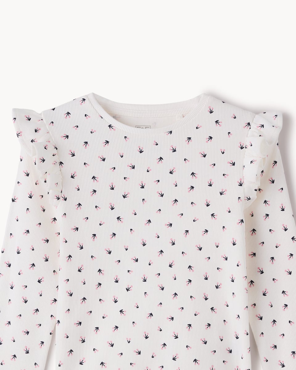 image 1 of F&F Girls 3-Pack Cotton-Rich Floral Long Sleeved Tops in Multi Blue