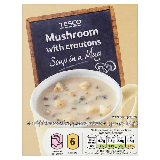 Tesco Mushroom Soup In A Mug 6 Pack 156G Tesco Groceries