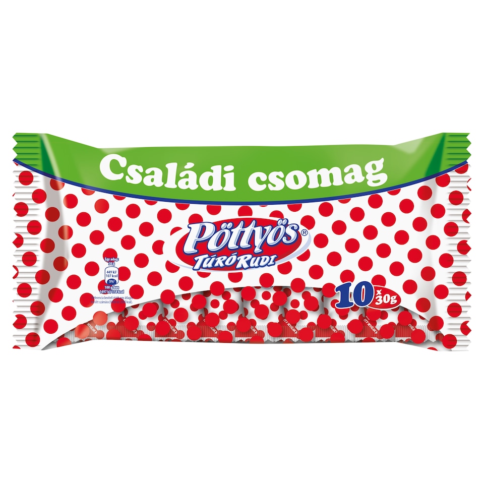 Pöttyös Túró Rudi natúr túródesszert kakaós étbevonattal 10 x 30 g (300 g)