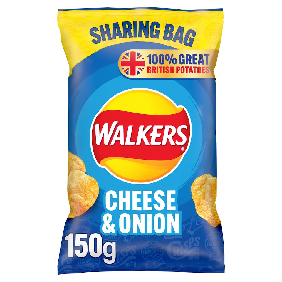 image 1 of Walkers Glorious Cheese & Onion Flavour Potato Crisps 150g