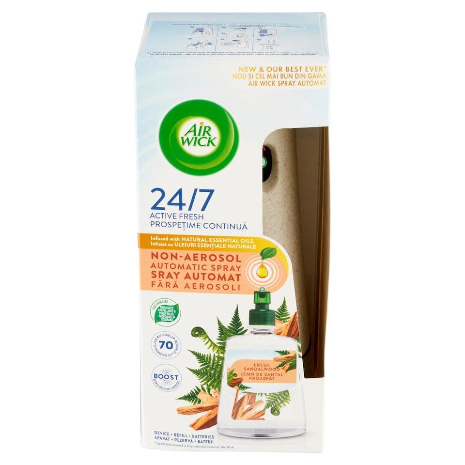 image 1 of Air Wick Active Fresh Automatic Diffuser and Water-Based Refill Sandalwood 228 ml