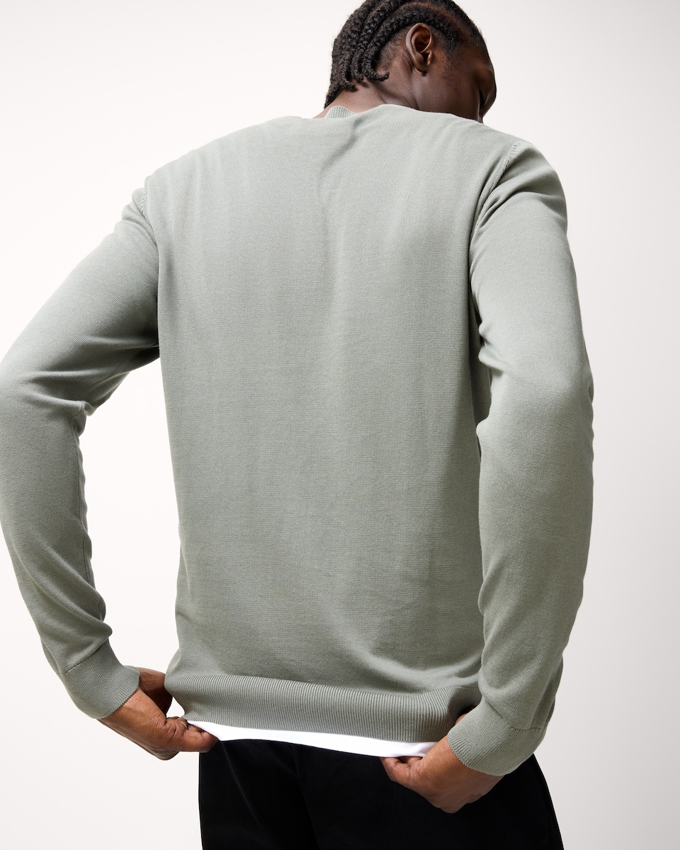 image 1 of F&F Pure Cotton Crew Neck Jumper in Green