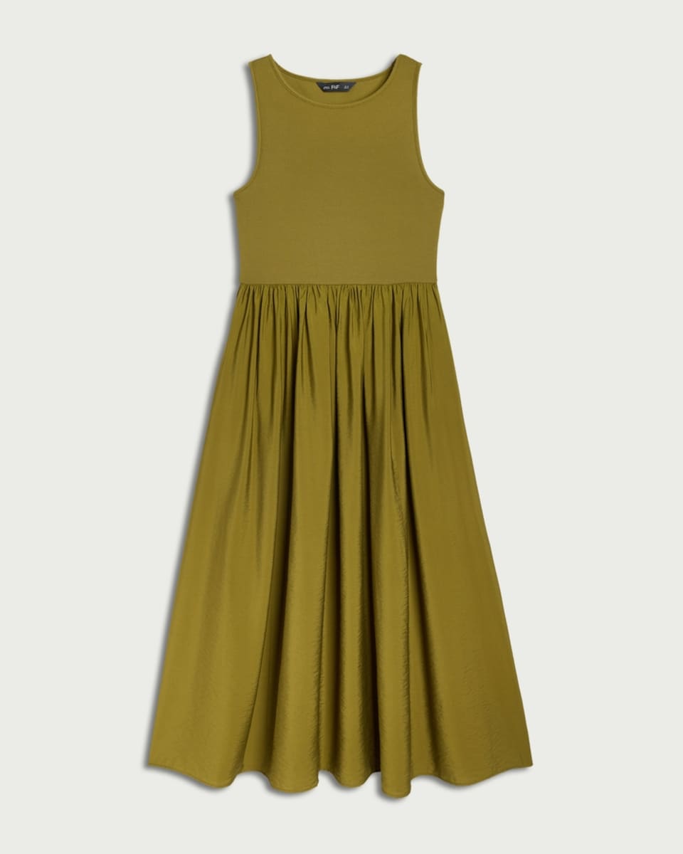 image 1 of F&F Sleeveless Midi Dress in Olive