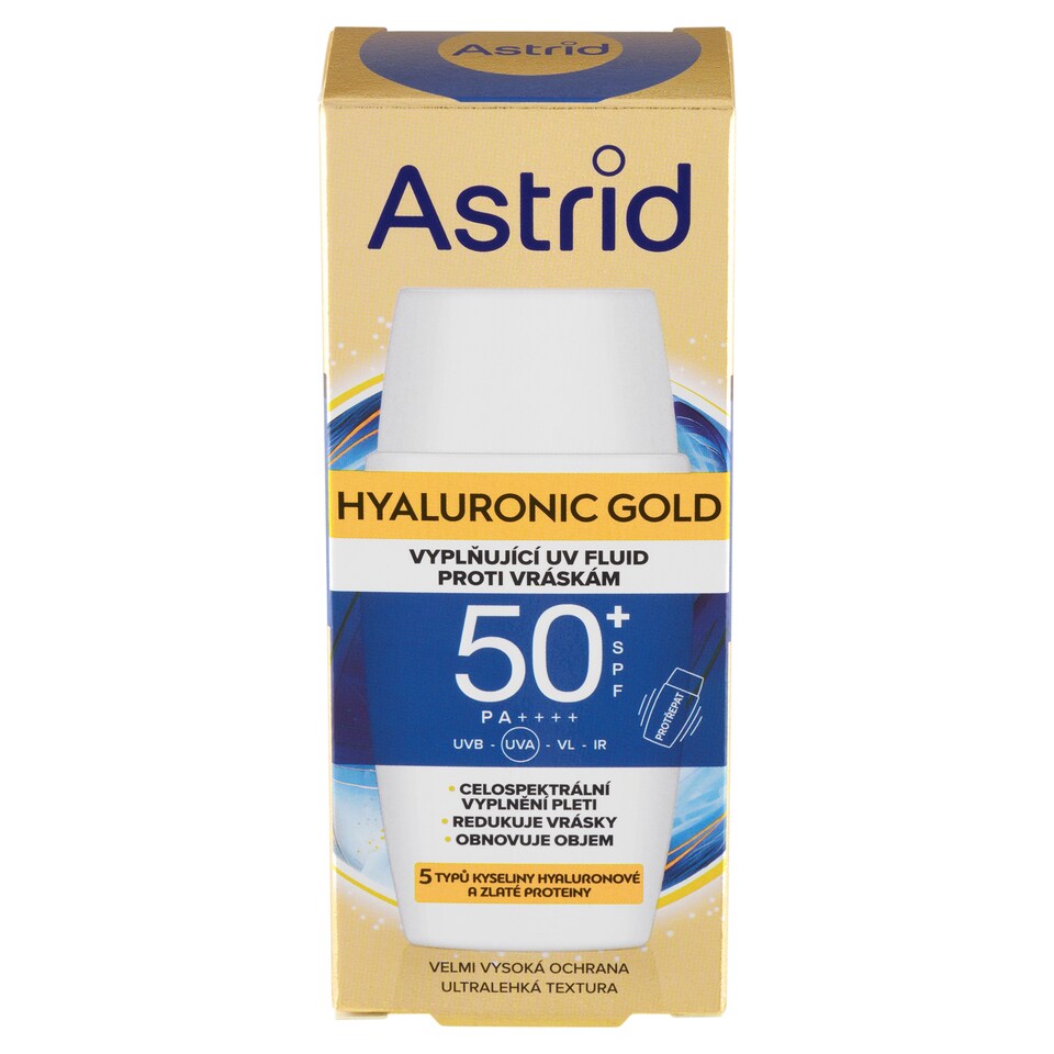 obrázok 1 z Astrid Hyaluronic Gold vyplňujúci UV fluid proti vráskam SPF 50+ 50 ml