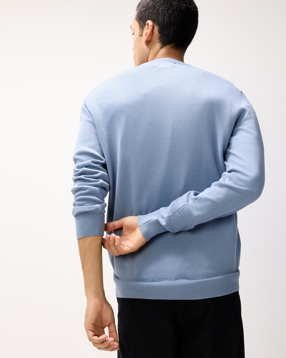 image 1 of F&F Pure Cotton Crew Neck Jumper in Blue