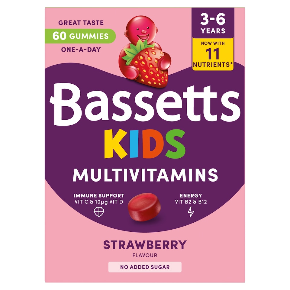 image 1 of Bassetts Kids Multivitamin 3-6 years Strawberry Gummies x 60