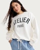 image 1 of F&F Cotton Blend Atelier Paris Slogan Sweatshirt in Cream