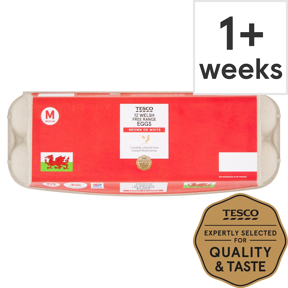 Tesco Welsh Medium Free Range Eggs 12 Pack