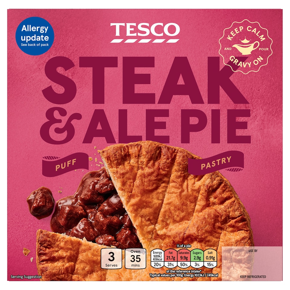 Tesco Steak & Ale Puff Pastry Pie 500G