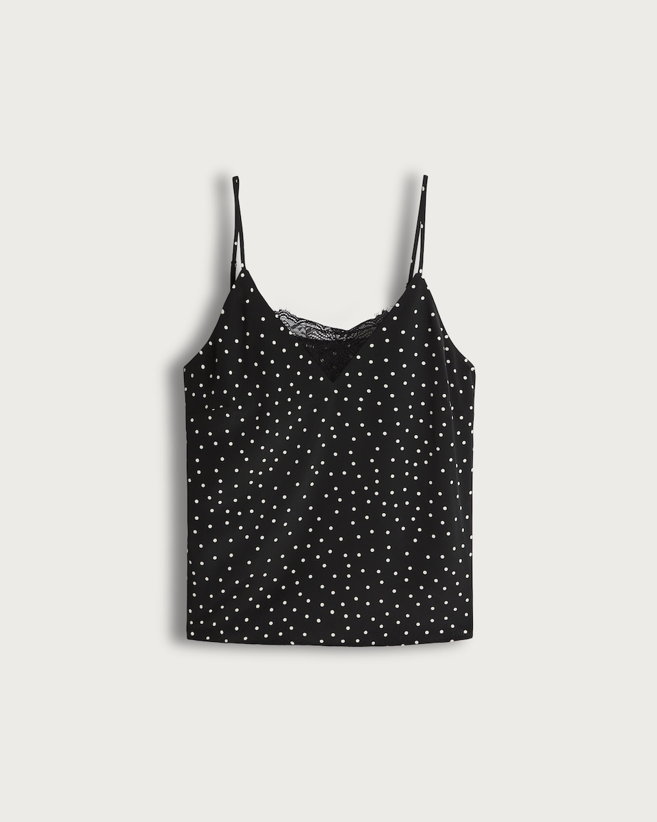 F&F Polka Dot Lace Trim Cami in Multi Black
