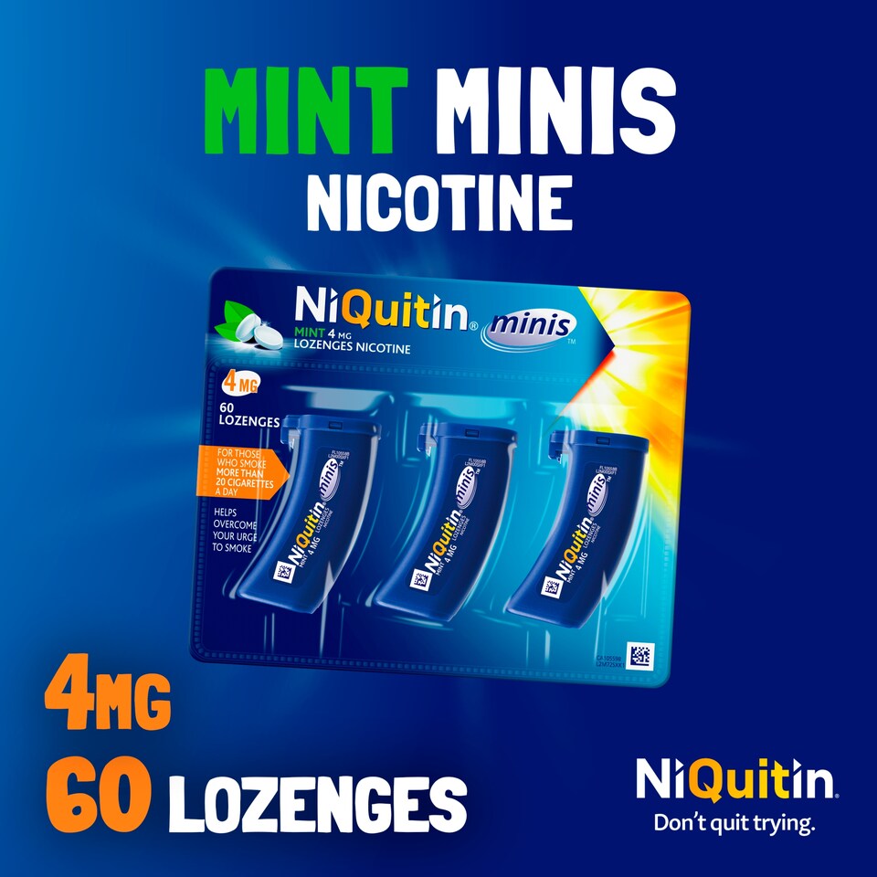 image 1 of NiQuitin Minis Stop Smoking Aid 4mg Nicotine Lozenges - Mint 60s