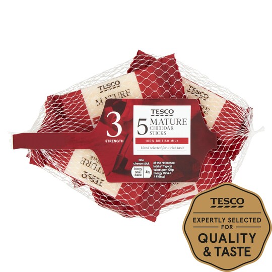 Tesco British Mature Cheddar Snack Sticks 5X20g Tesco Groceries
