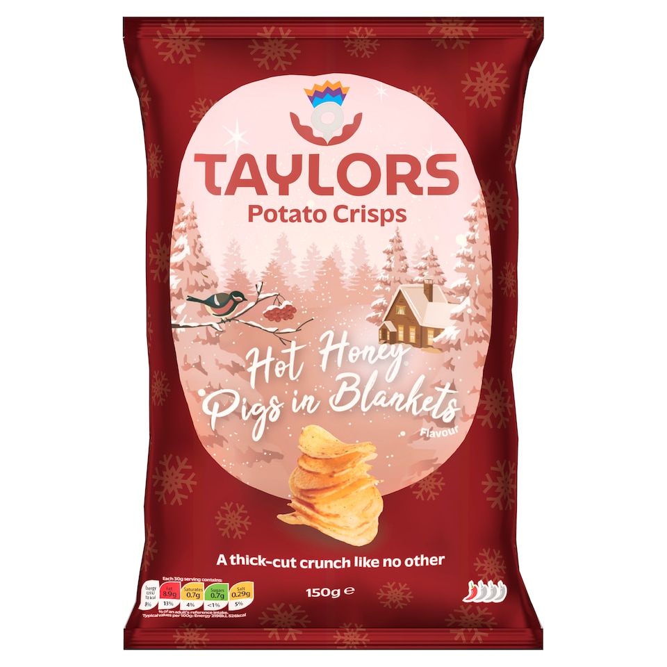 Taylors Hot Honey Pigs In Blanket Straight Cut Potato Crisps 150g