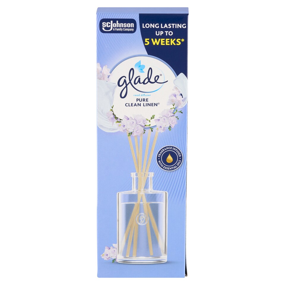 obrázok 1 z Glade Reed Diffuser Pure Clean Linen osviežovač vzduchu vonné tyčinky 50 ml