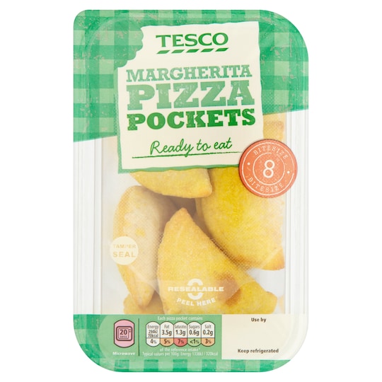 Tesco 8 Bitesize Margherita Pizza Pockets 176G Tesco Groceries