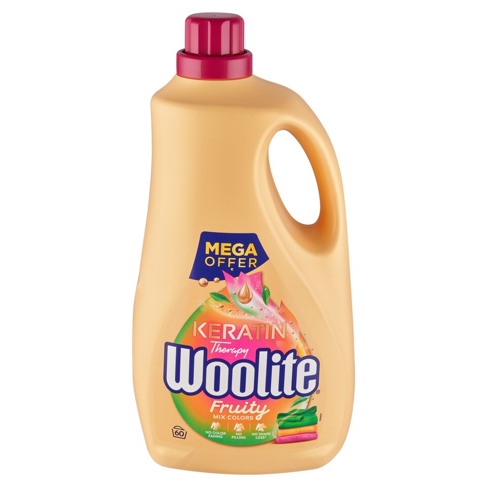 image 1 of Woolite Keratin Therapy na farebnú bielizeň fruity tekutý prací prípravok 60 praní 3,6 l