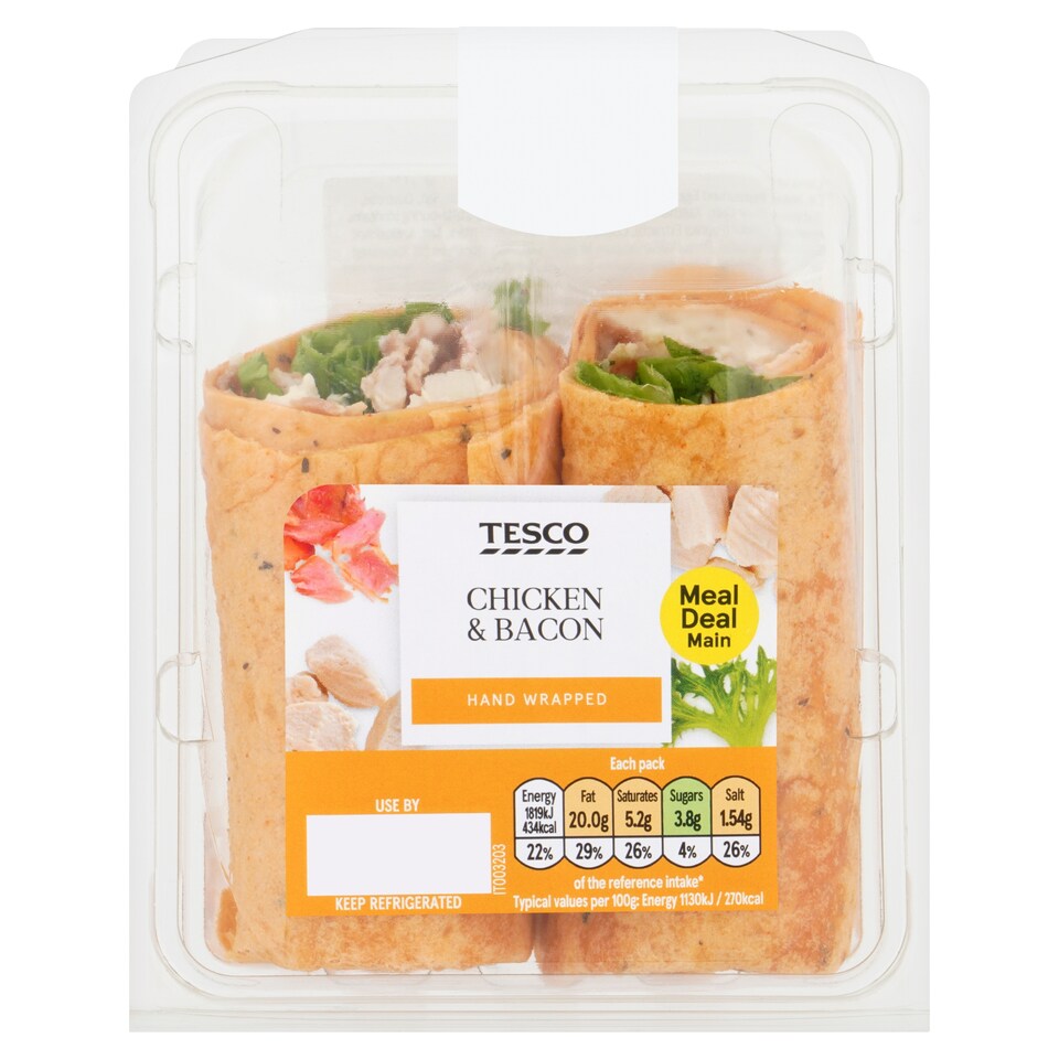 Tesco Chicken & Bacon Wrap 161G